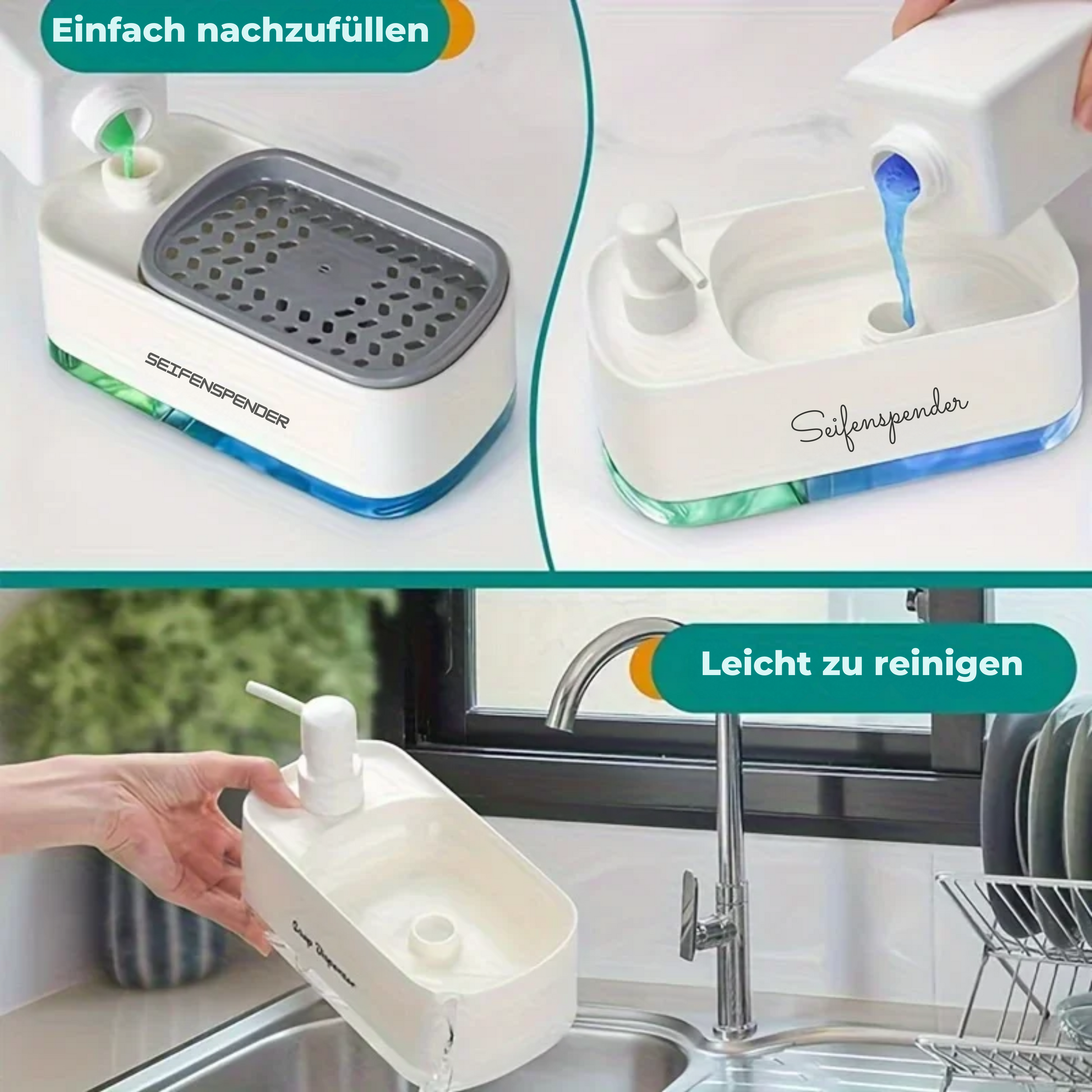 2-in-1-Seifenpumpenspender für die Arbeitsplatte